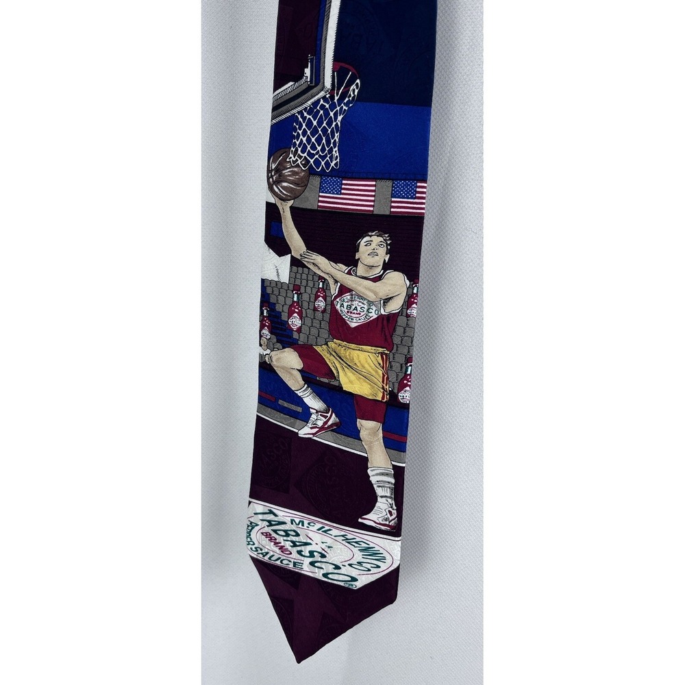 Vintage Tabasco Basketball Player Necktie Sports Neck Tie Tobacco Hot Sauce